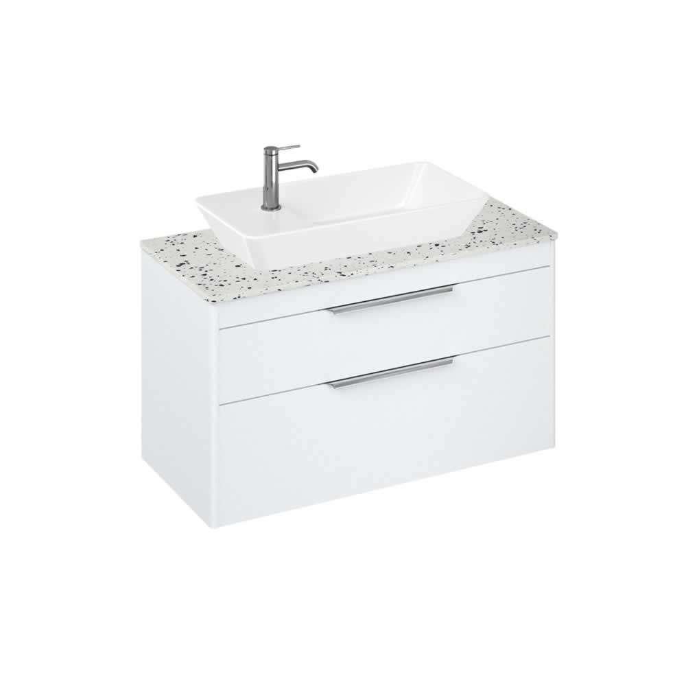 Shoreditch 100cm double drawer Matt White with Ice Blue Worktop and Yacht Countertop Basin